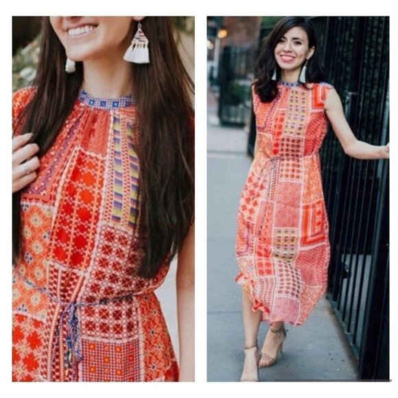 Anthropologie Tanvi Kedia Patchwork Pattern Tunic Maxi Dress in Size XS - Picture 3 of 9